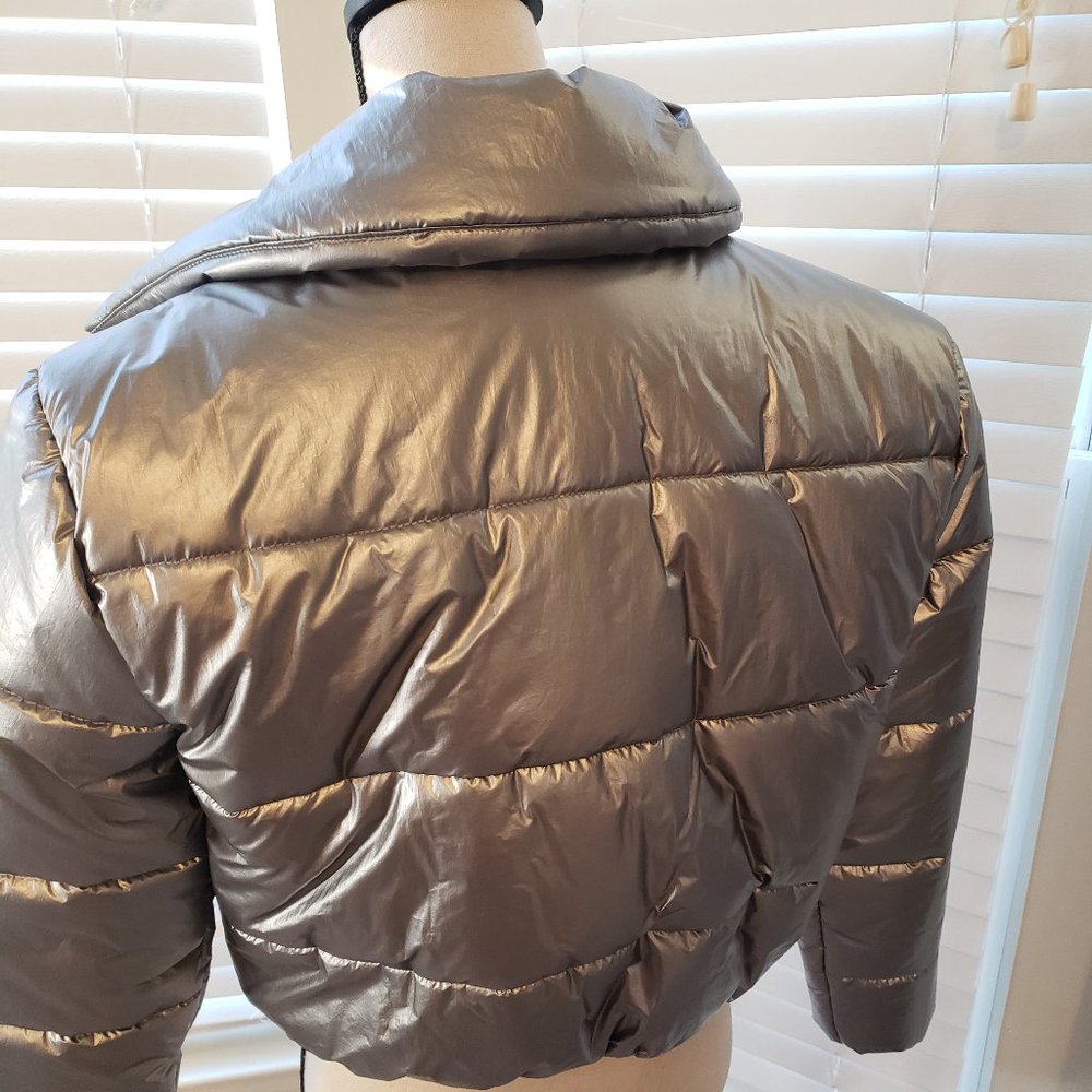 Silver Crop Puffer Jacket - Picture 5 of 9
